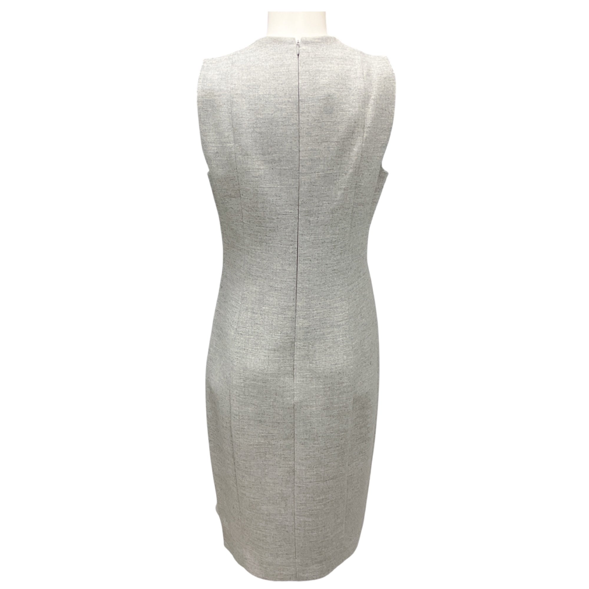 Akris Gravel Grey Sleeveless Wool Sheath Dress