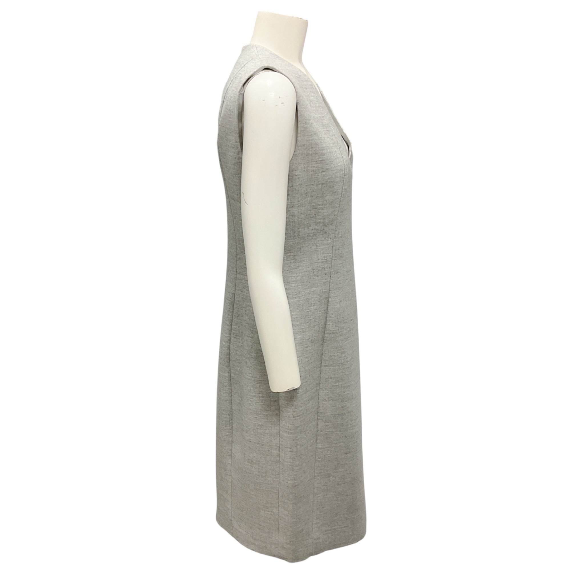 Akris Gravel Grey Sleeveless Wool Sheath Dress