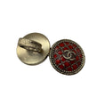 Load image into Gallery viewer, Chanel 2010 Red / Brushed Gold CC Logo Circular Enamel Locket Ring
