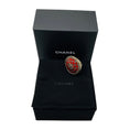 Load image into Gallery viewer, Chanel 2010 Red / Brushed Gold CC Logo Circular Enamel Locket Ring
