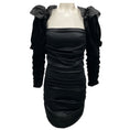 Load image into Gallery viewer, Alice + Olivia Black Katrice Velvet Puff Sleeve Mini Dress
