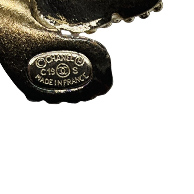 Chanel 2019 CC Logo Strass Crystal Embellished Light Gold Turtle Brooch
