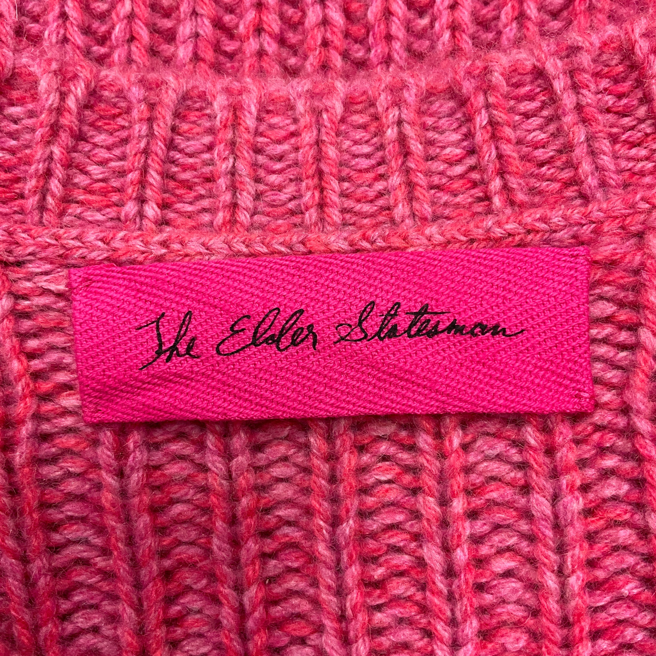 The Elder Statesman Pink Long Sleeved V-Neck Cashmere Knit Sweater