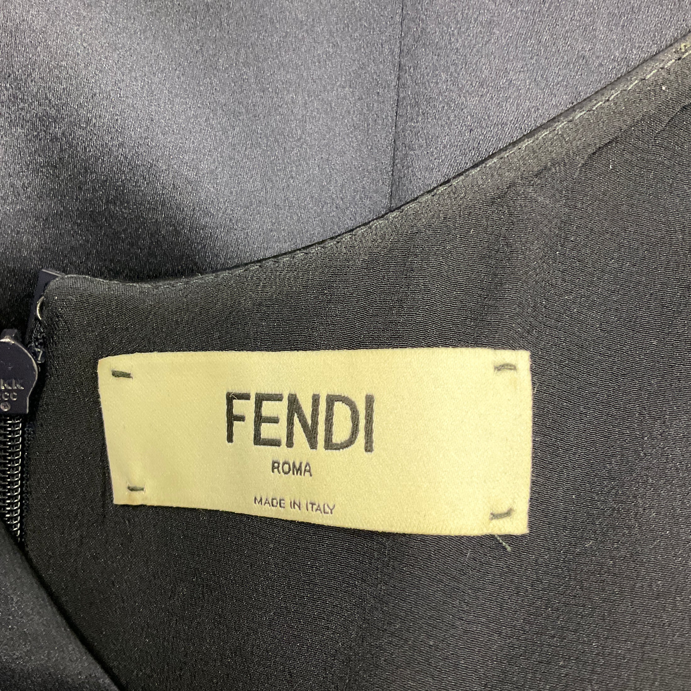 Fendi Midnight Blue Draped Duchess Satin Dress