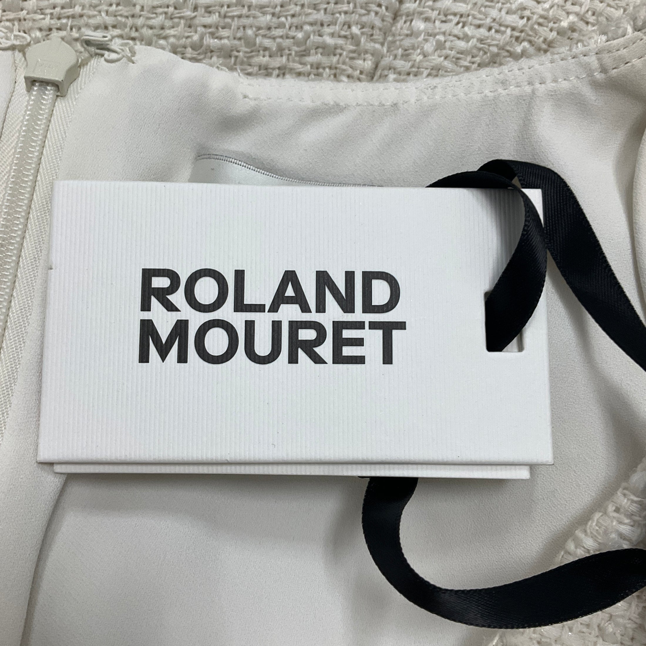 Roland Mouret Cream Long Sleeve Boucle Midi Dress