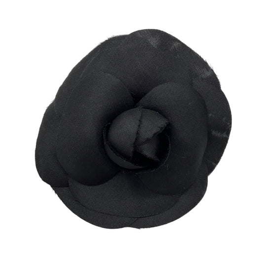 Chanel Black Camellia Silk Brooch