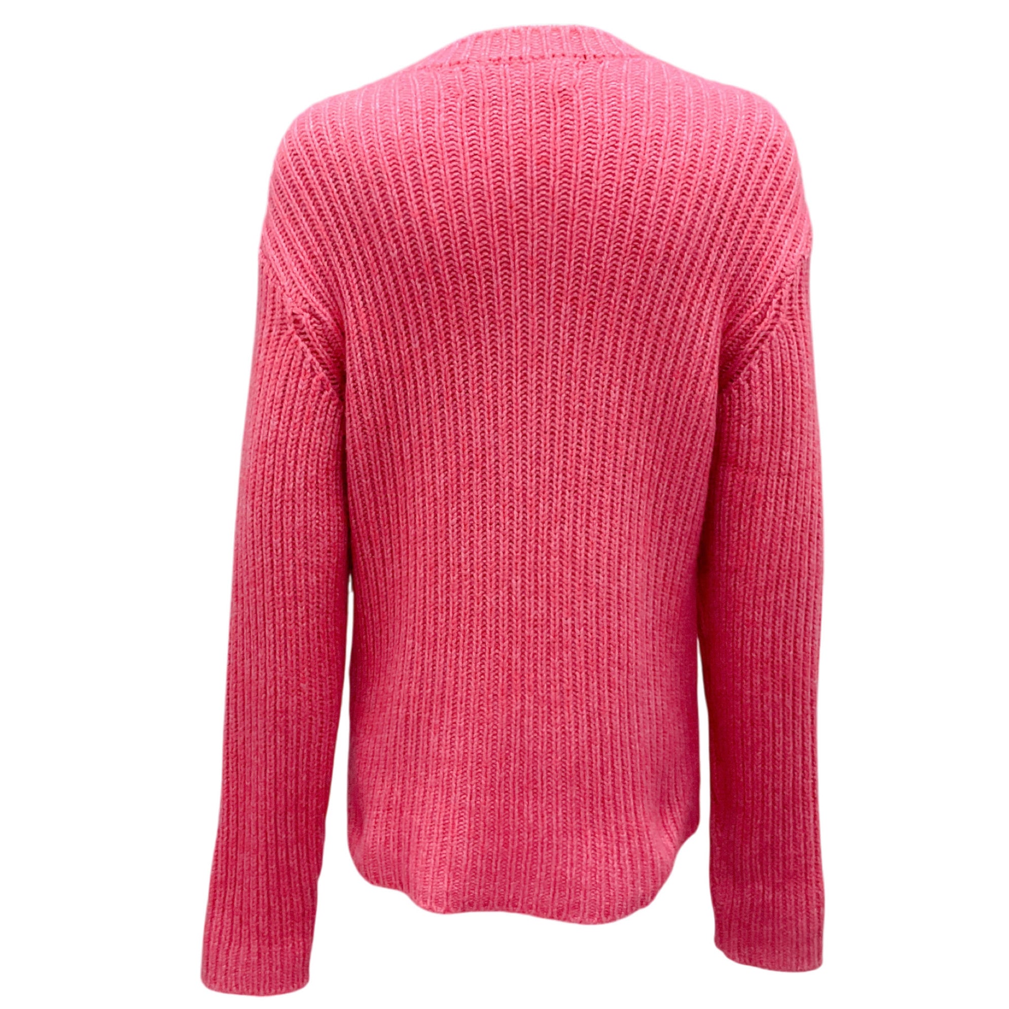 The Elder Statesman Pink Long Sleeved V-Neck Cashmere Knit Sweater