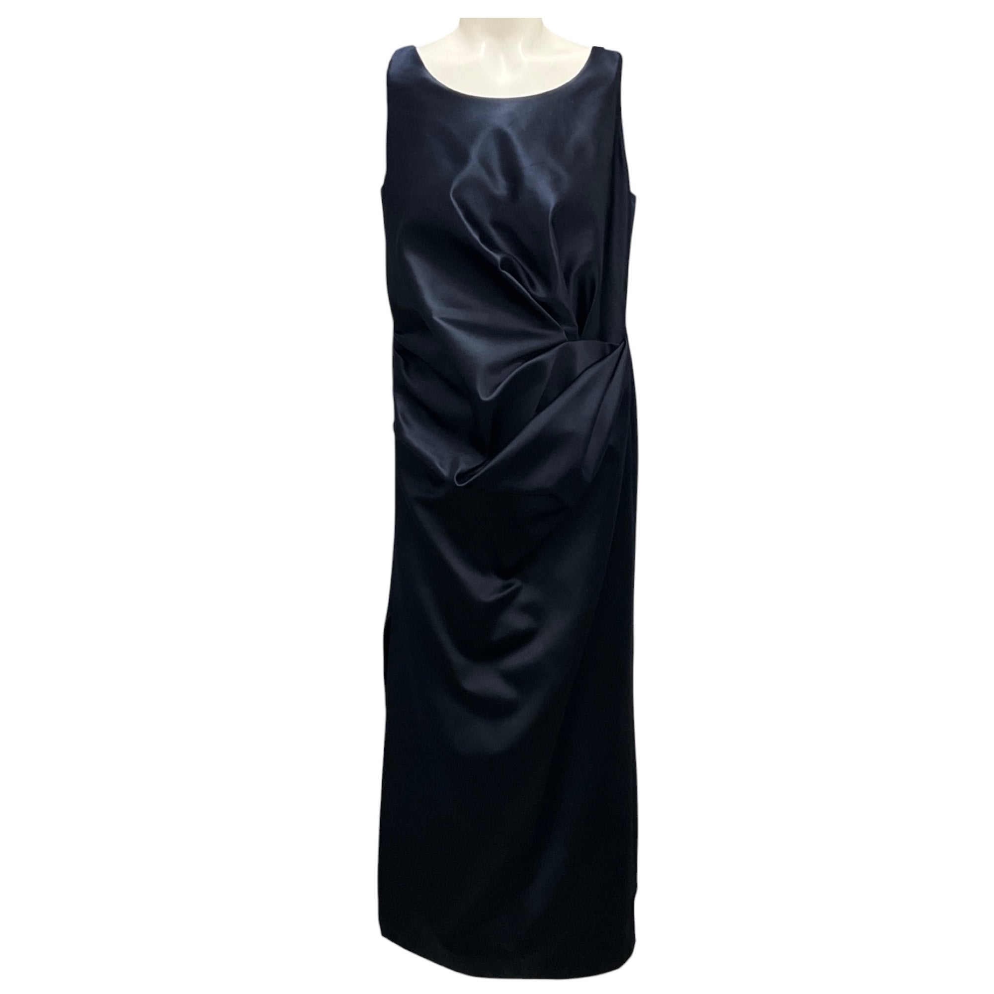 Fendi Midnight Blue Draped Duchess Satin Dress