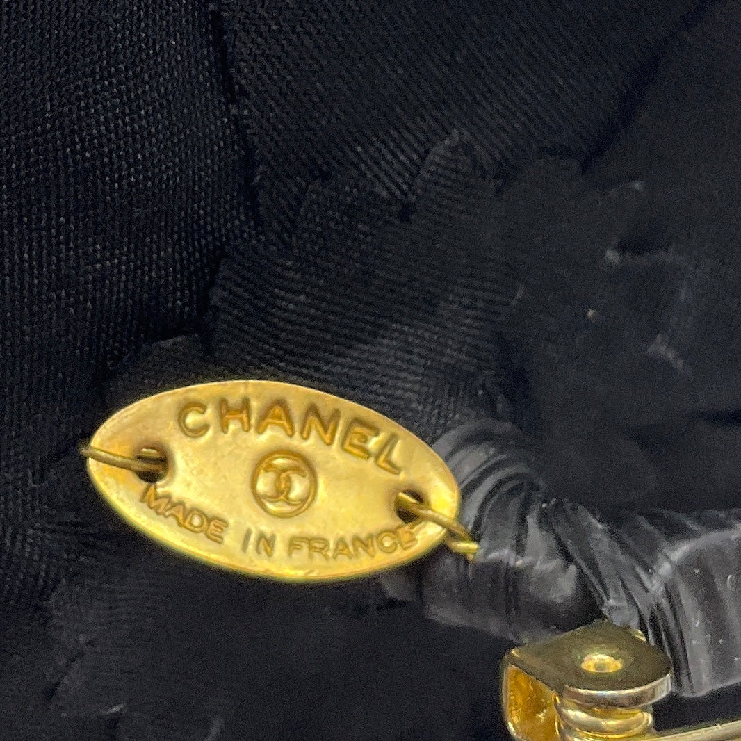Chanel Black Camellia Silk Brooch