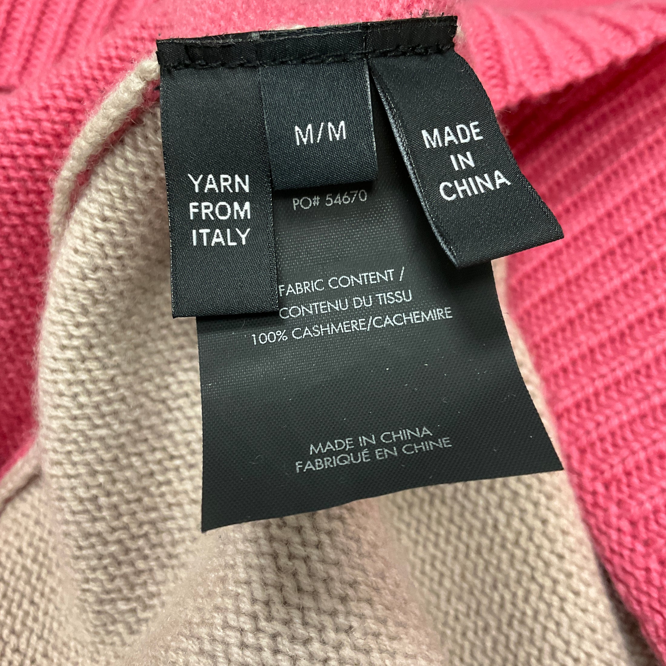 Derek Lam Pink / Taupe Cashmere Knit Sweater