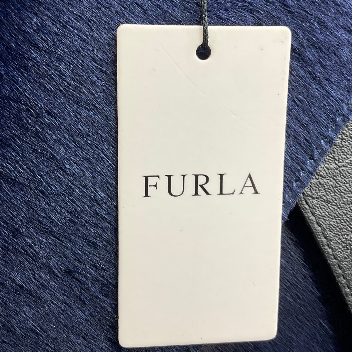 Furla Navy Blue / Black Calf Hair and Leather Shoulder Bag