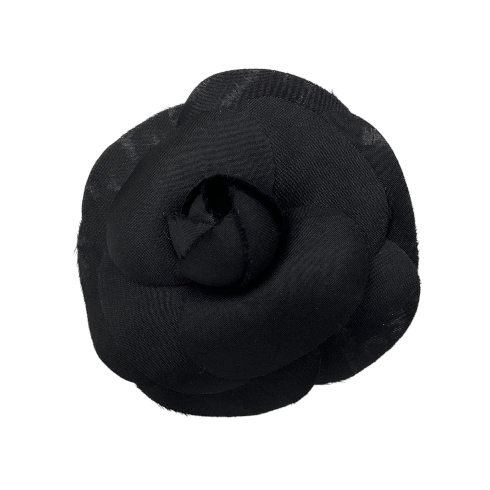 Chanel Black Camellia Silk Brooch