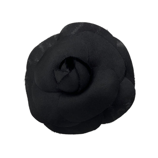 Chanel Black Camellia Silk Brooch