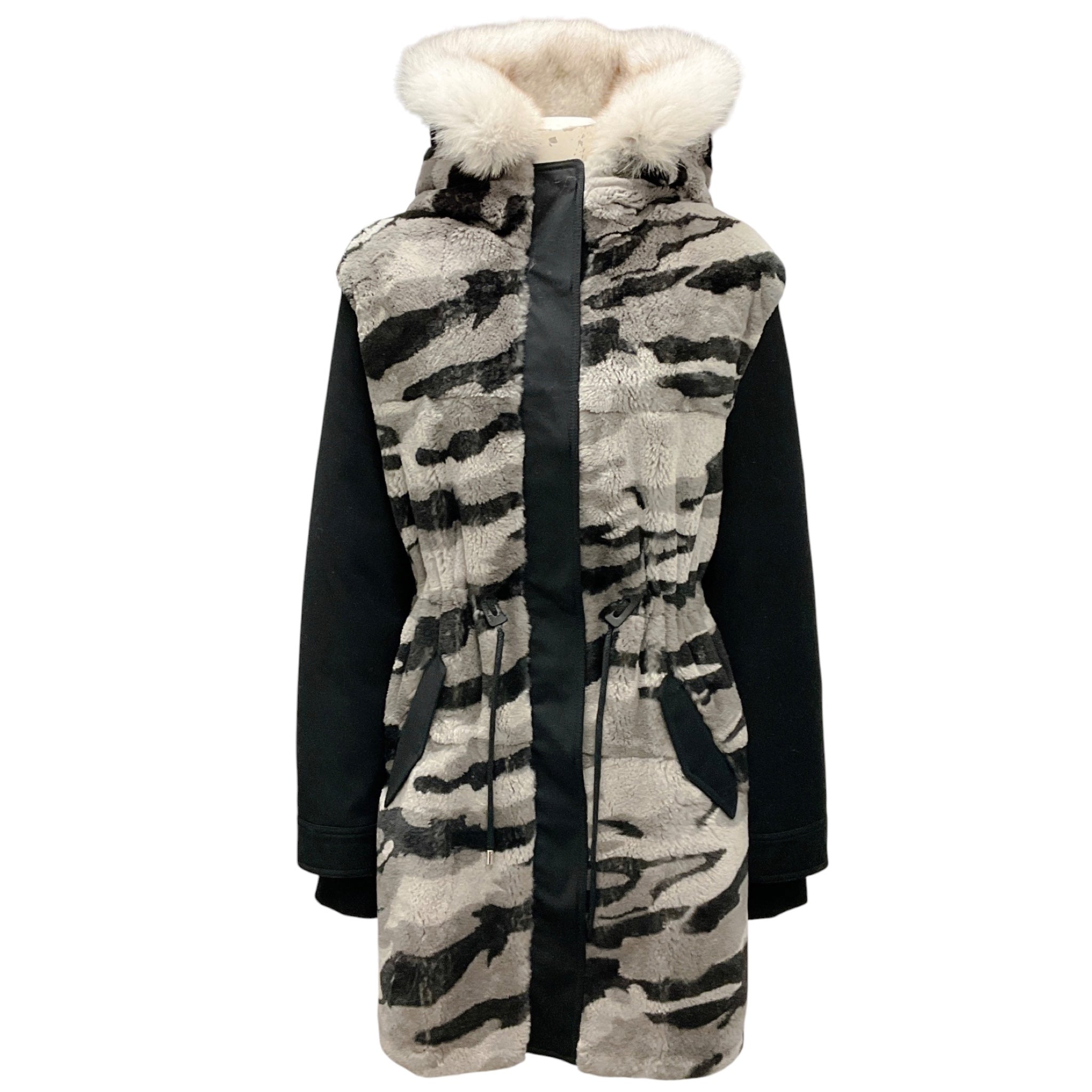Mackage Grey Suri Camo Rabbit Fur Parka Coat