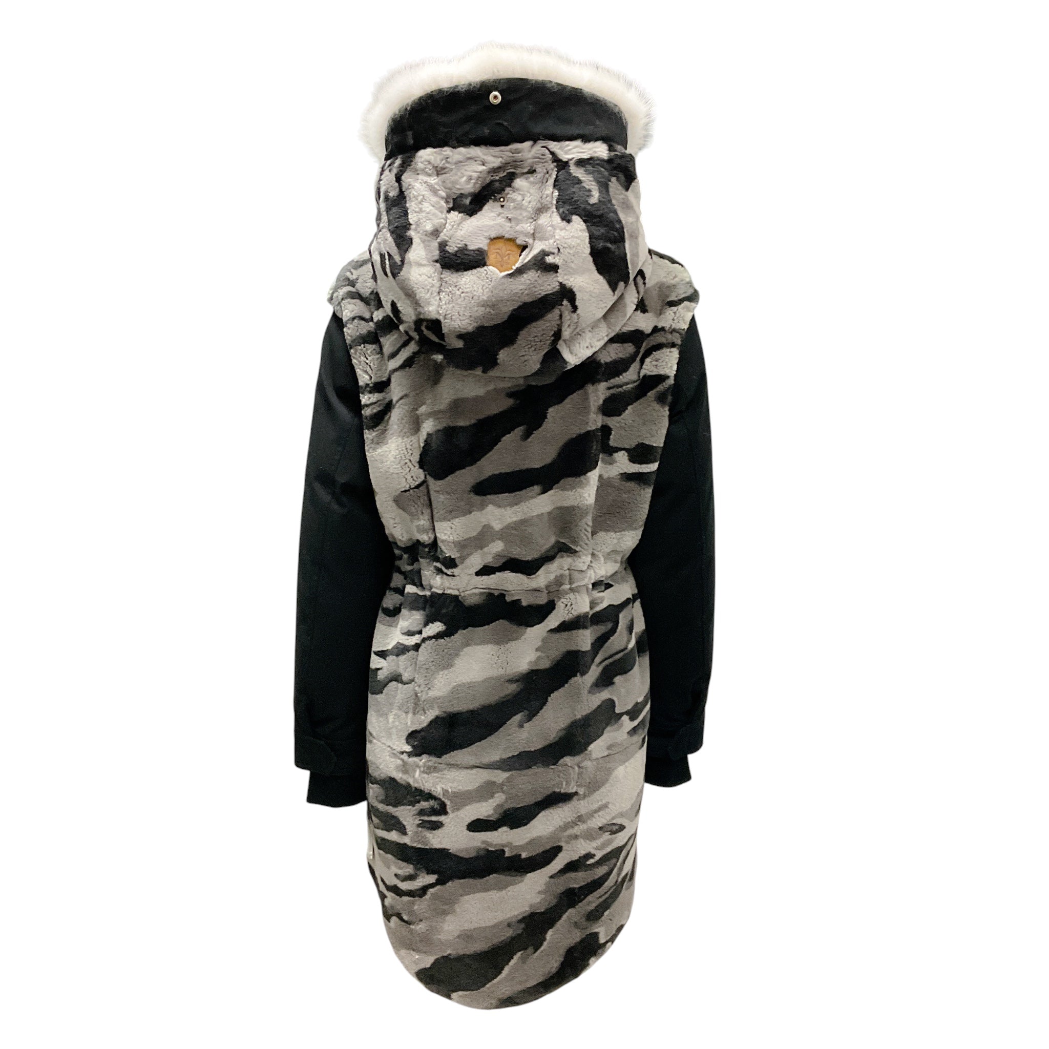 Mackage Grey Suri Camo Rabbit Fur Parka Coat