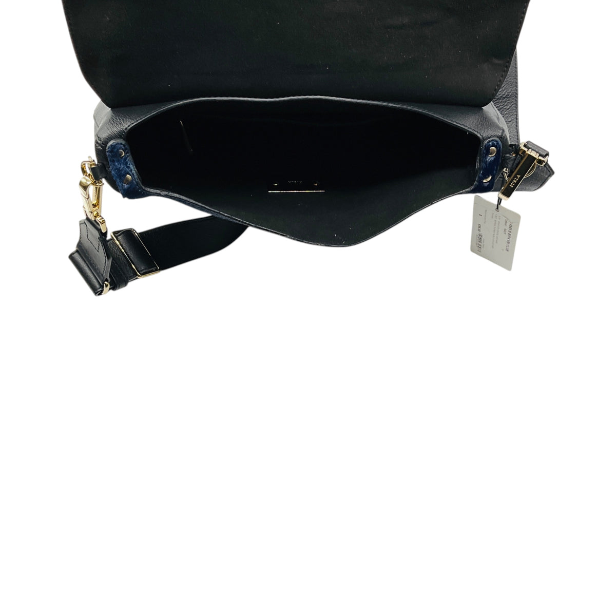 Furla Navy Blue / Black Calf Hair and Leather Shoulder Bag