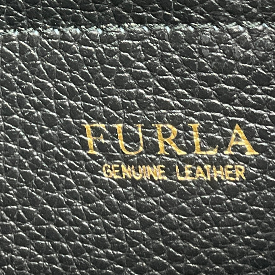 Furla Navy Blue / Black Calf Hair and Leather Shoulder Bag