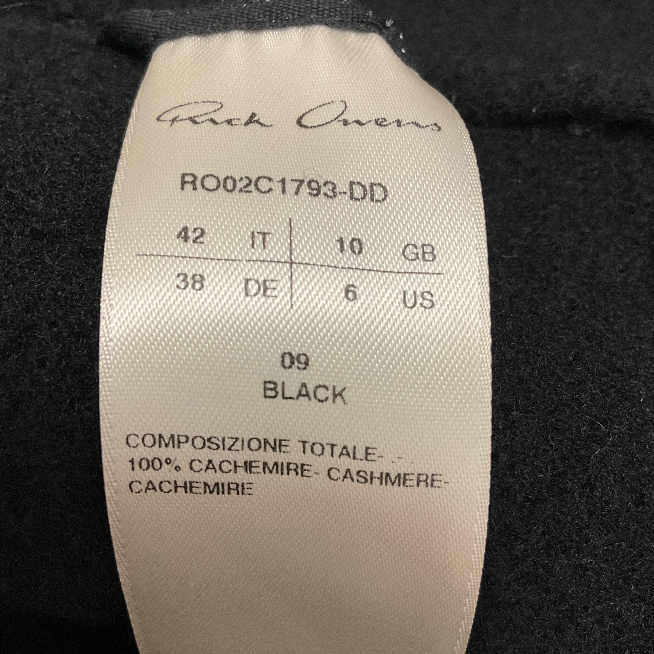 Rick Owens Black Luxor Collection High Waisted Cashmere Long Maxi Skirt with Flared Hem