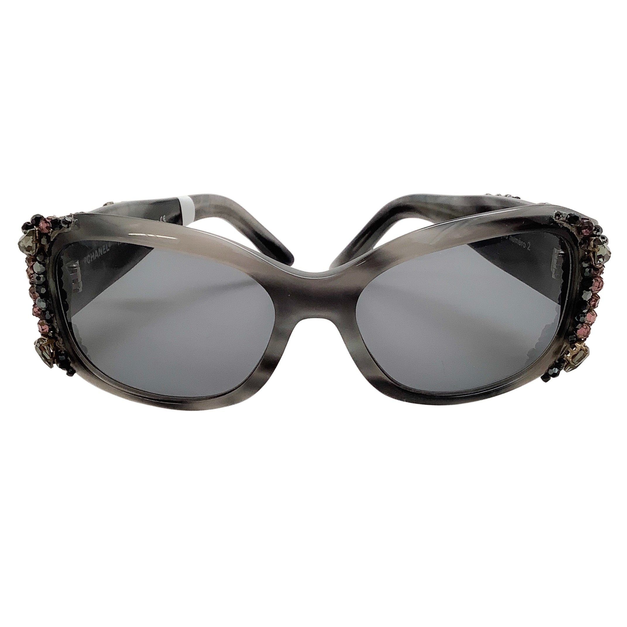 Chanel Grey Crystal Bijou Numero 2 Sunglasses