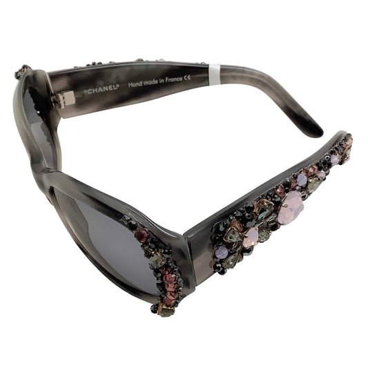 Chanel Grey Crystal Bijou Numero 2 Sunglasses