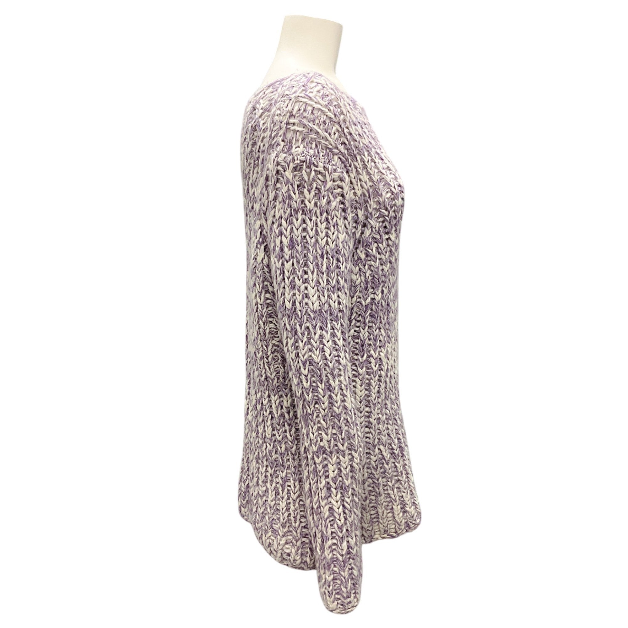 Agnona Purple / White Chunky Cashmere Knit Sweater