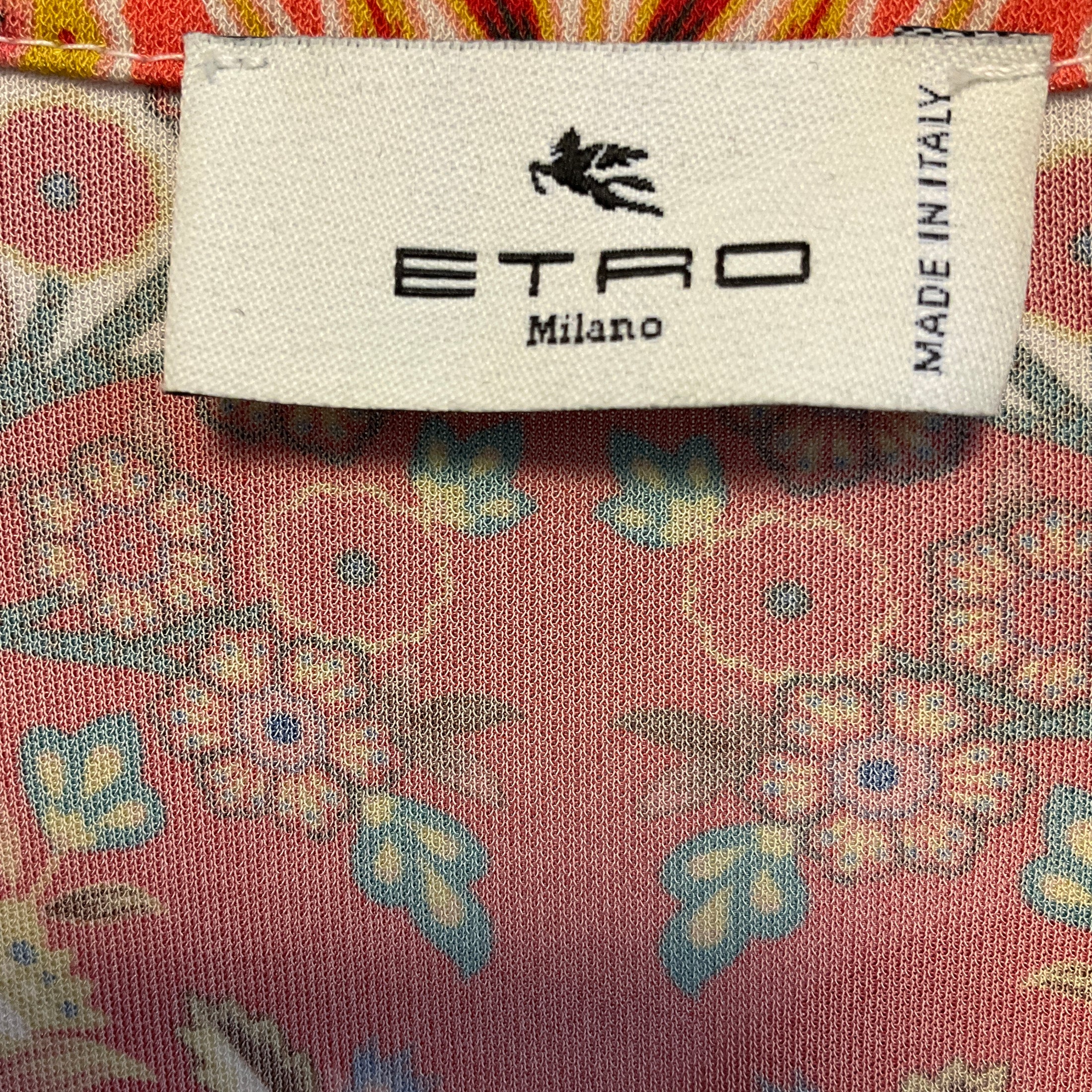 Etro Ivory / Red Multi Printed Long Sleeved Button Front Shirtdress Maxi Dress