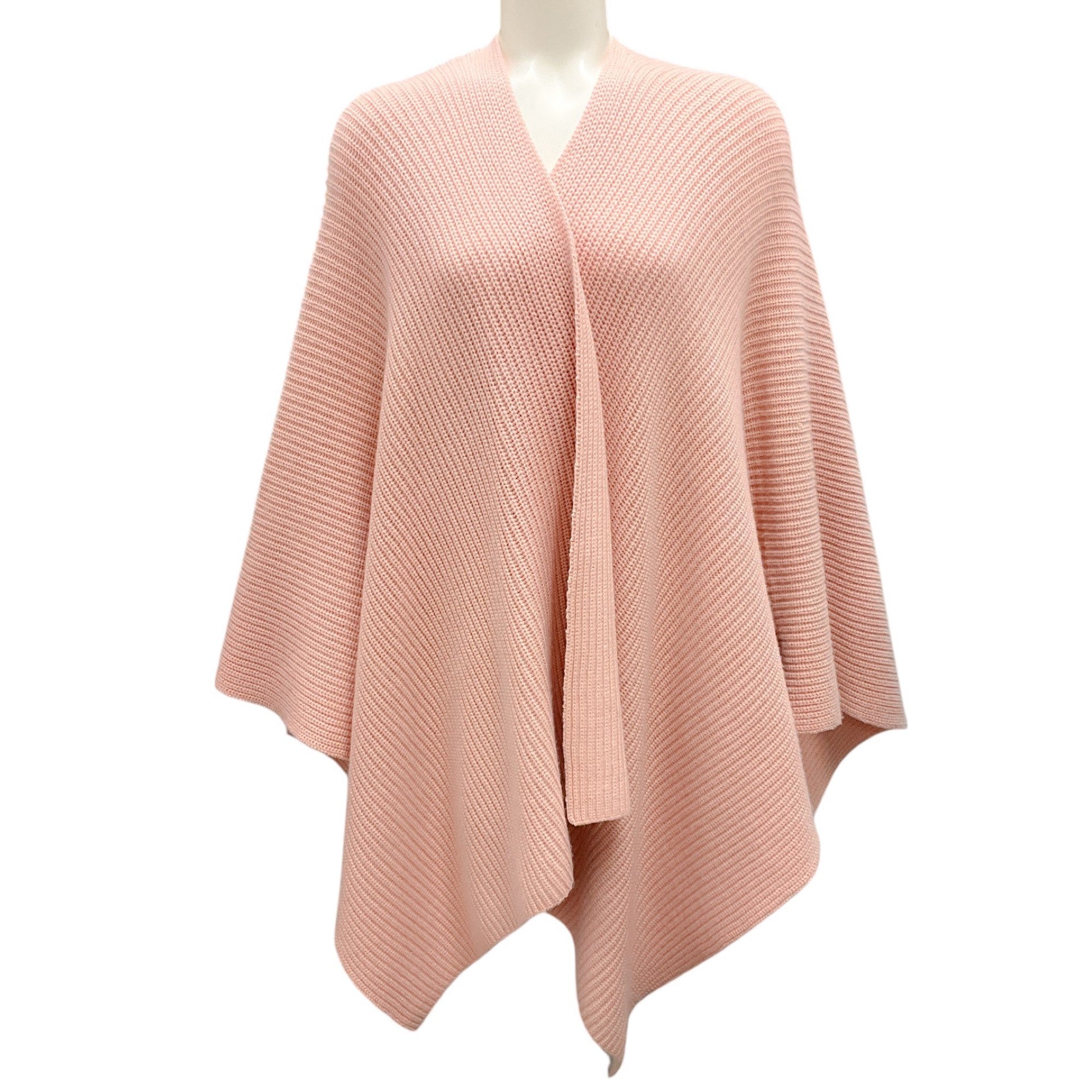 Eres Blush Pink Ribbed Knit Poncho / Cape