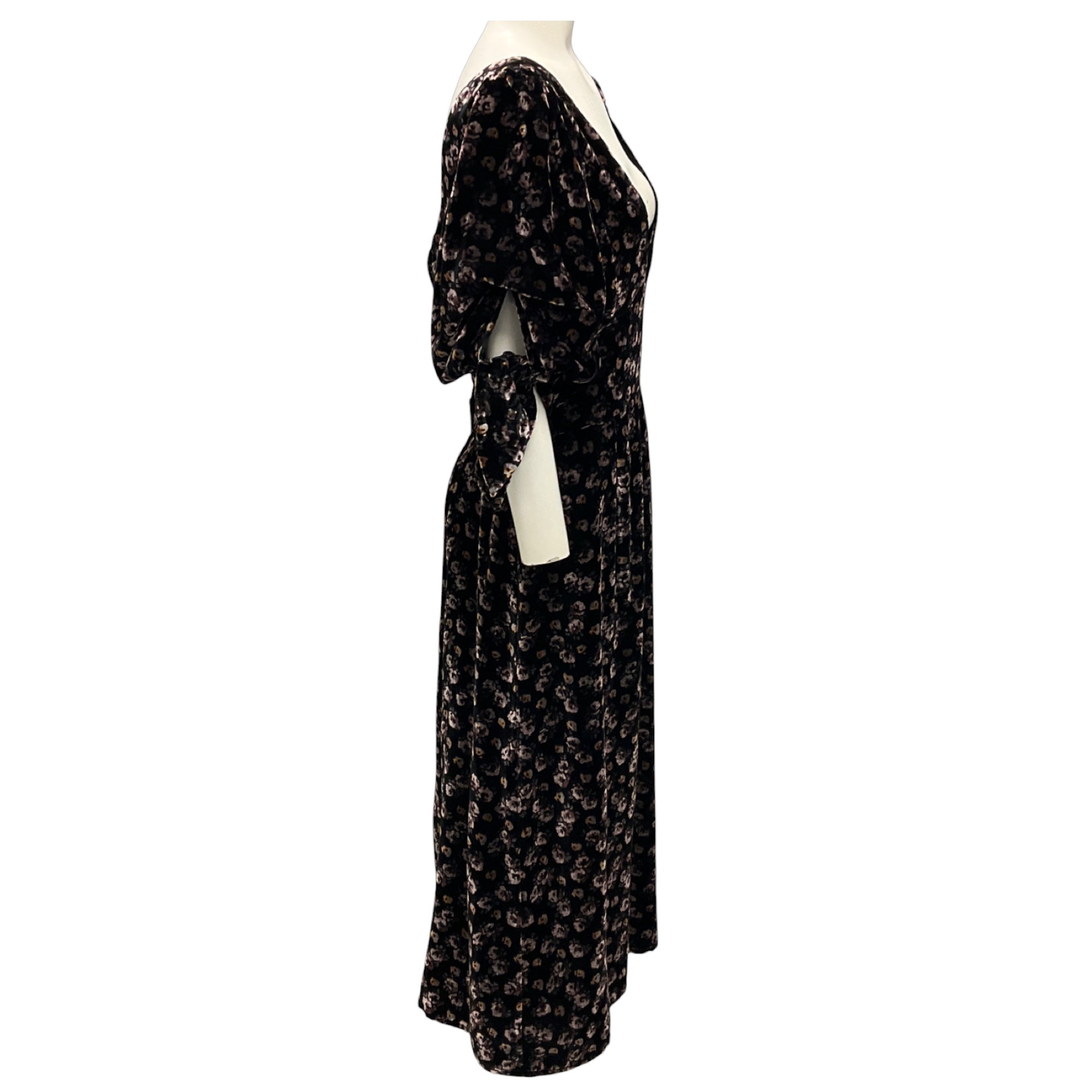 Sea New York Black Valerie Velvet Back Tie Midi Dress