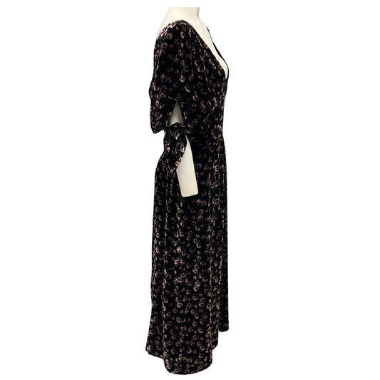 Sea New York Black Valerie Velvet Back Tie Midi Dress