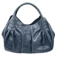 Load image into Gallery viewer, Tod's Slate Blue Python Skin Leather Handbag
