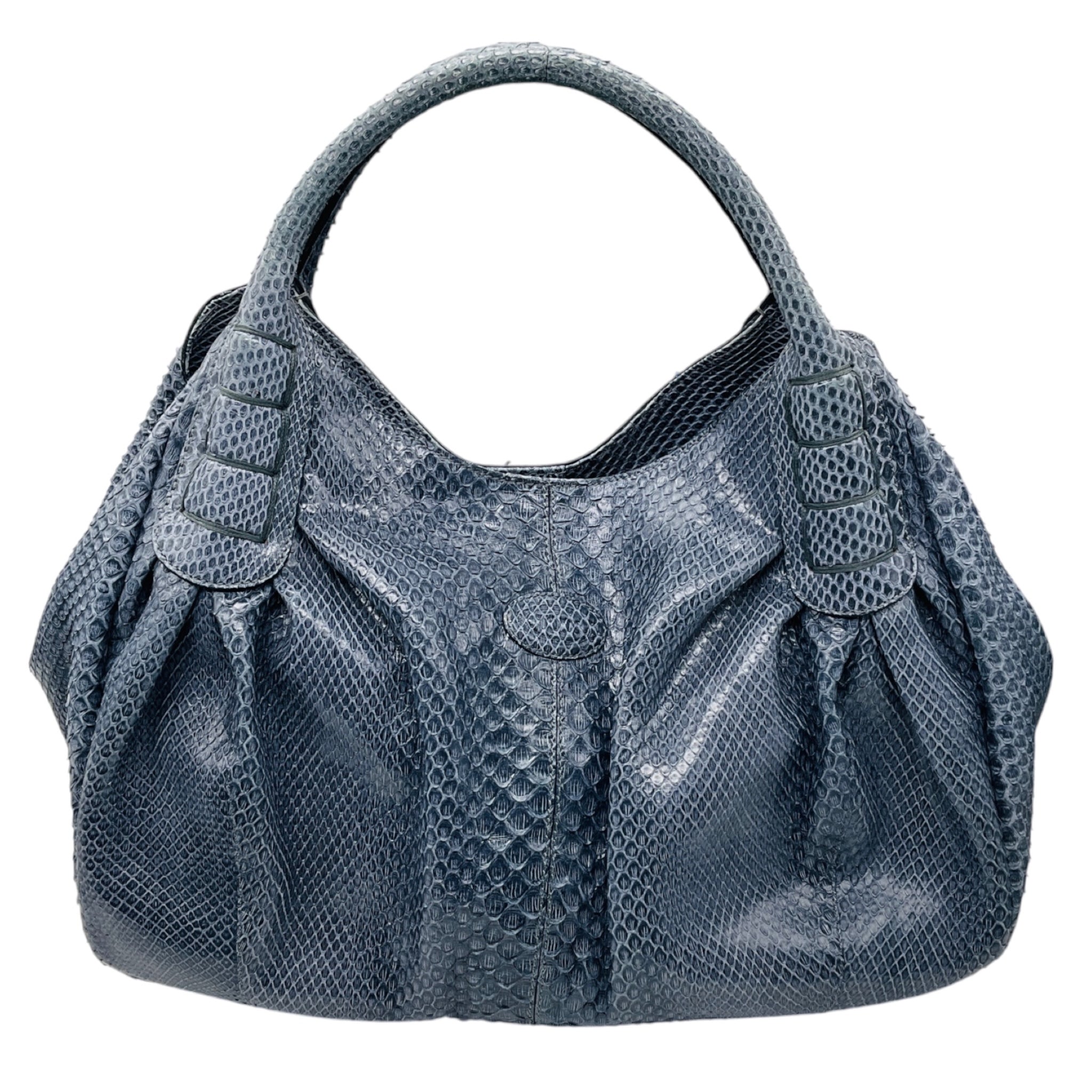 Tod's Slate Blue Python Skin Leather Handbag