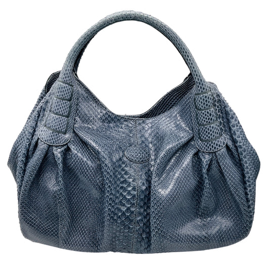 Tod's Slate Blue Python Skin Leather Handbag