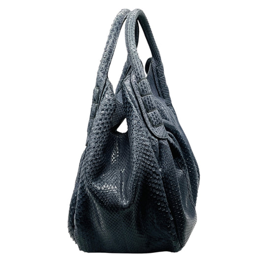 Tod's Slate Blue Python Skin Leather Handbag