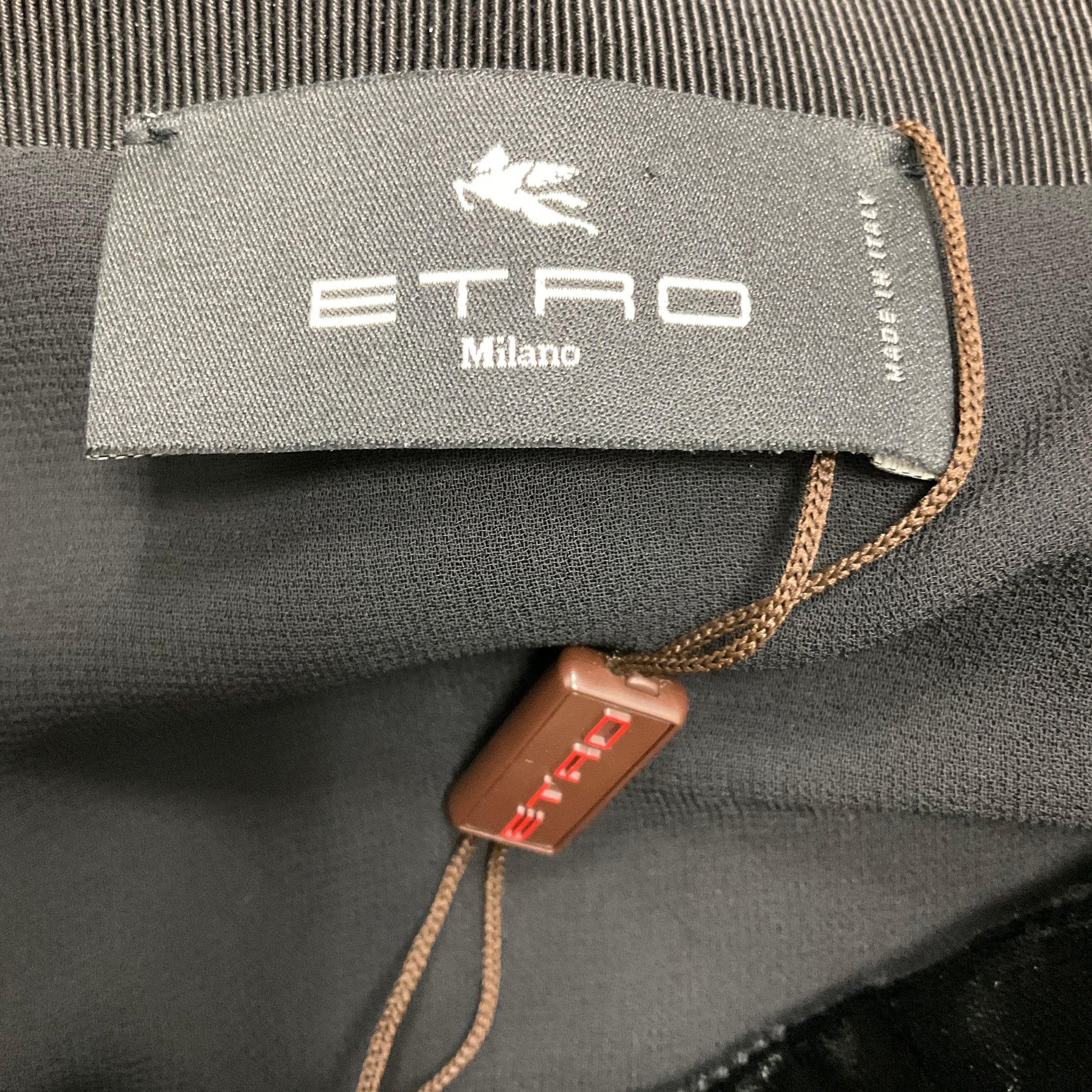 Etro Black 2024 Velvet Midi Skirt