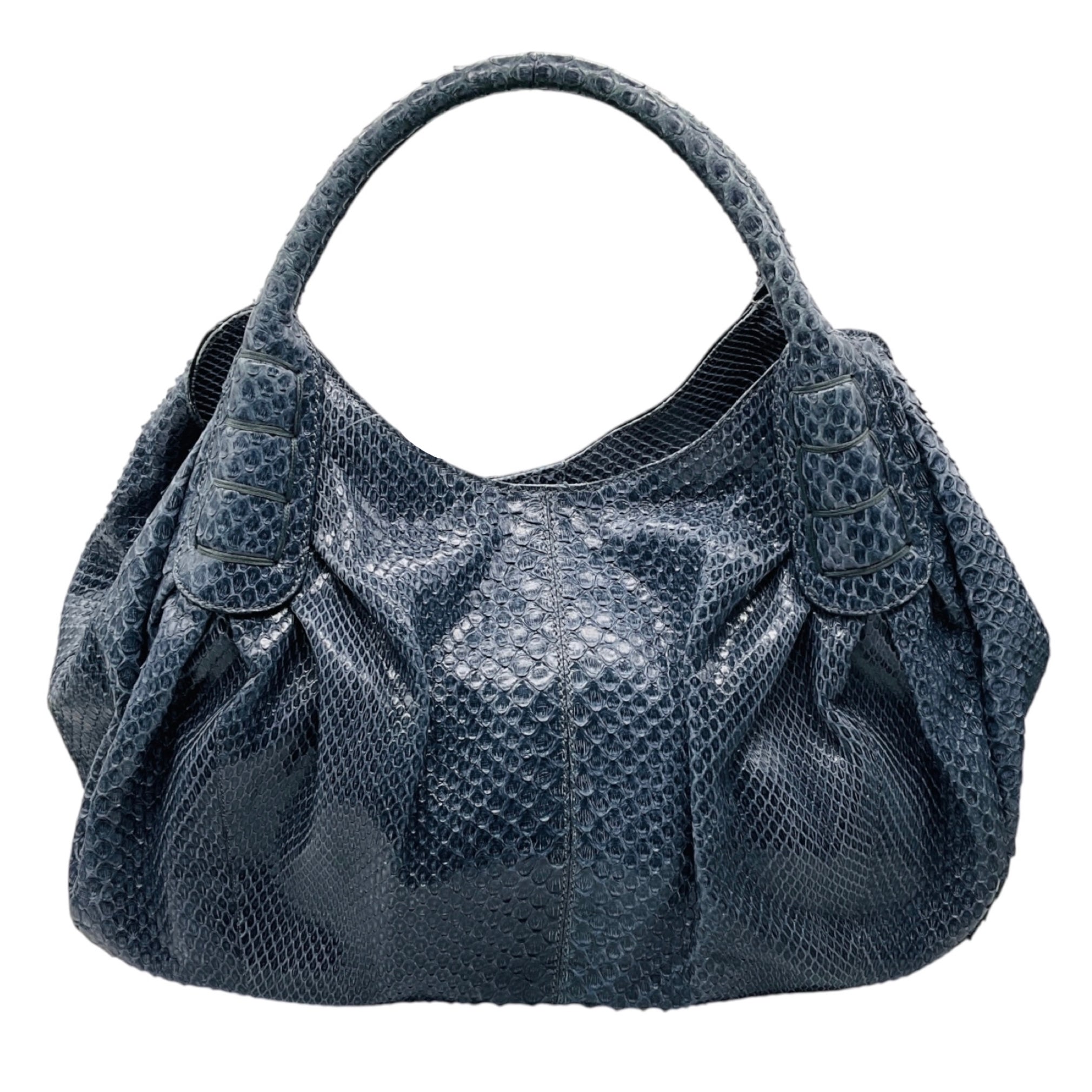 Tod's Slate Blue Python Skin Leather Handbag