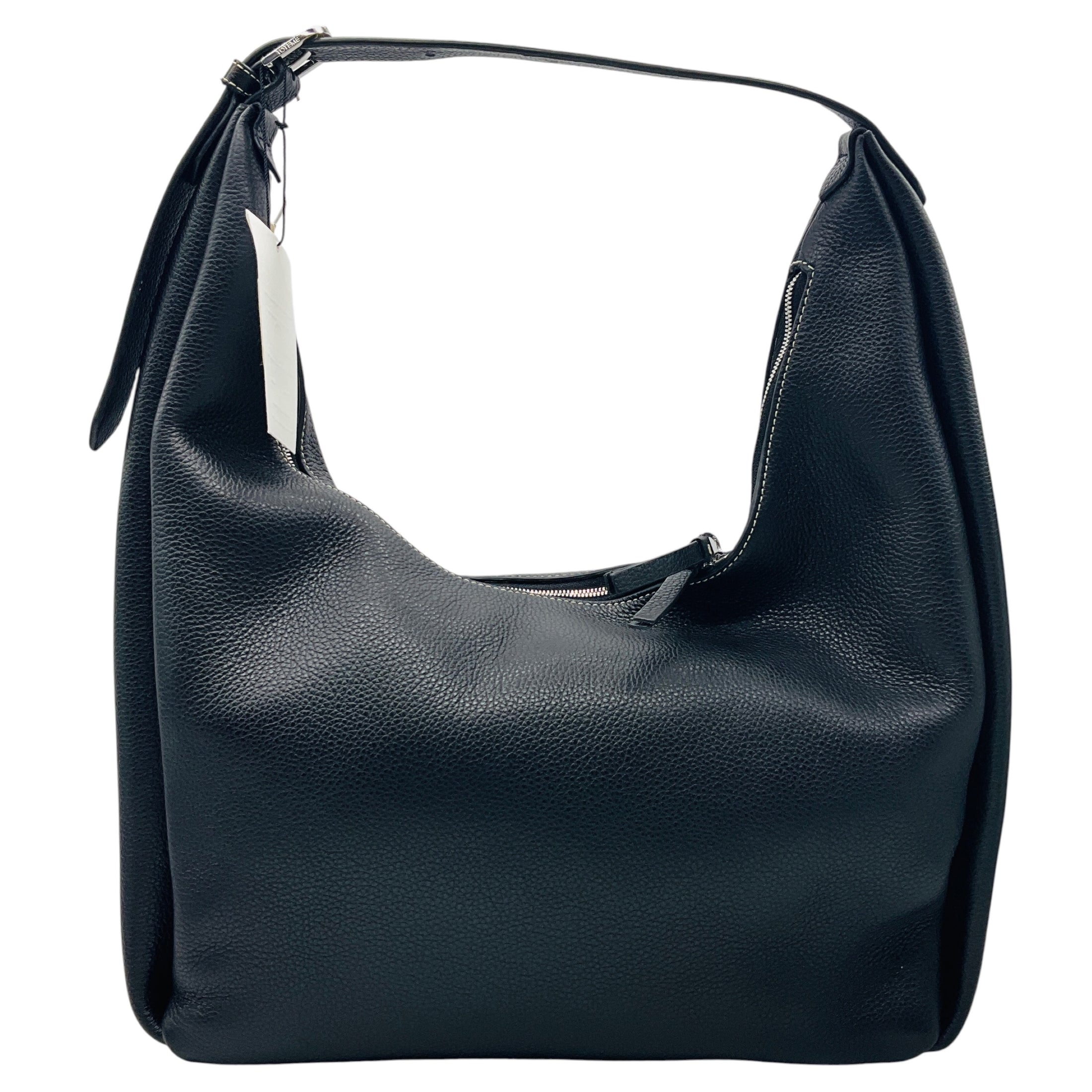 Toteme Black Grained Leather Belt Hobo Bag
