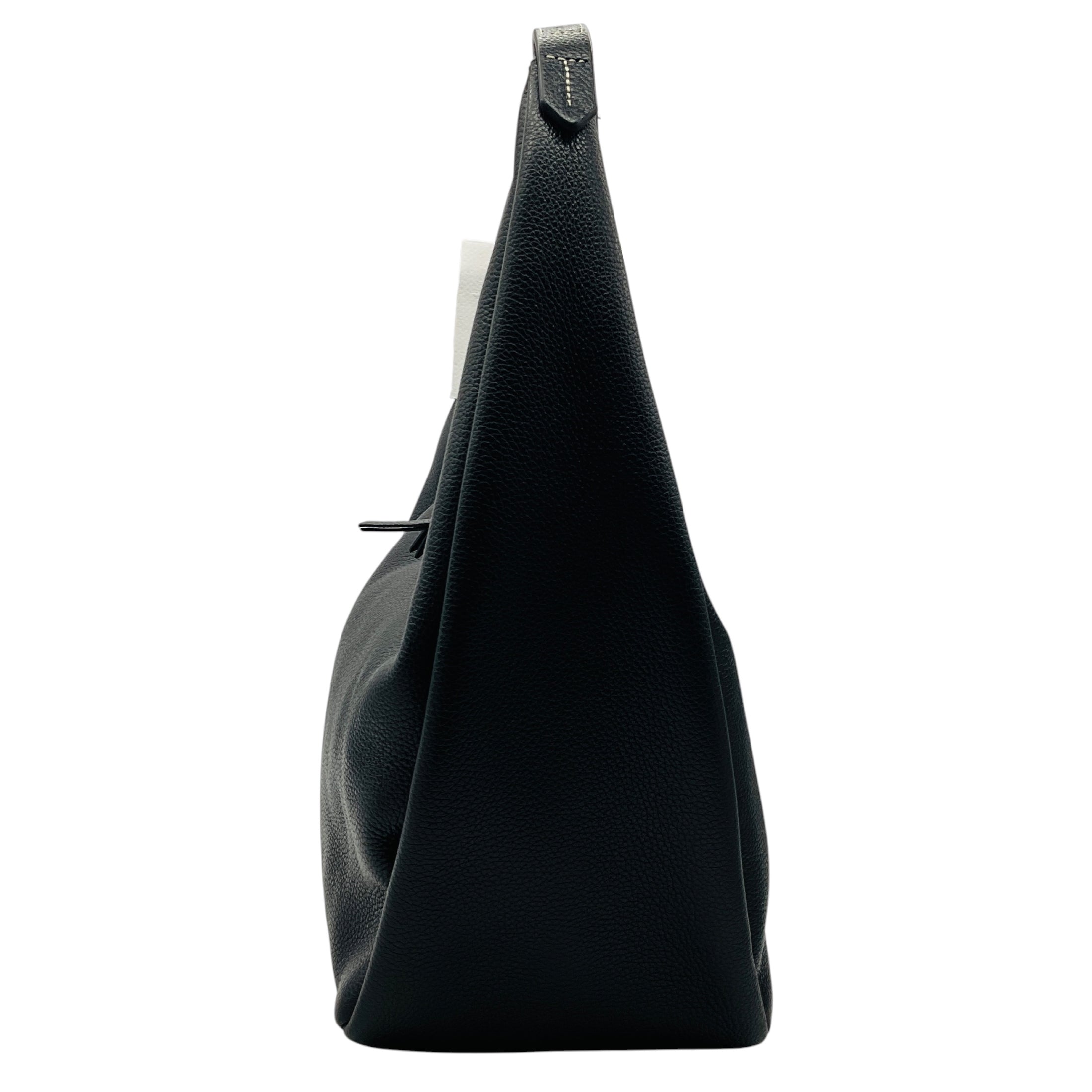 Toteme Black Grained Leather Belt Hobo Bag