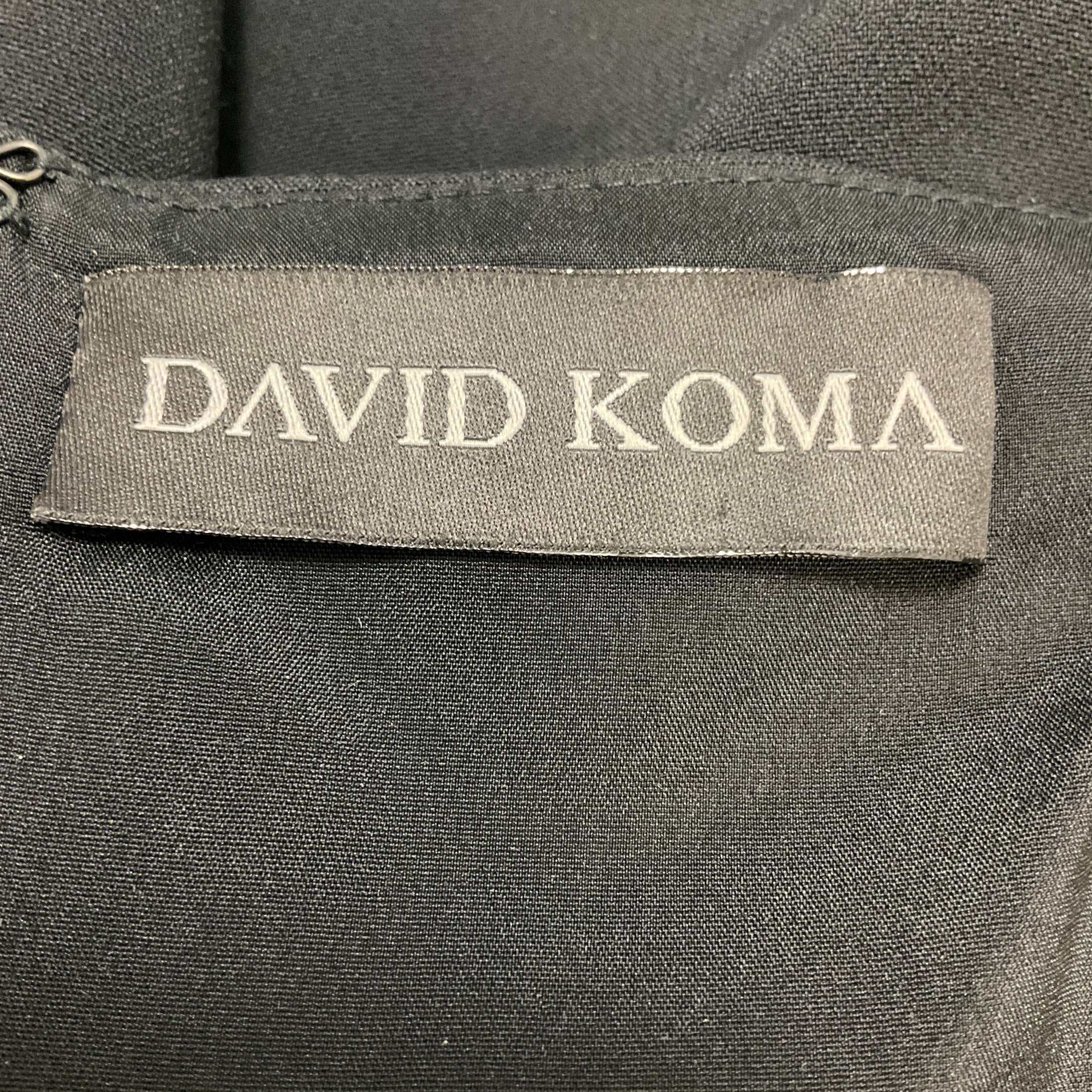 David Koma Black Crystal Embellished Cut Out Detail Crepe Mini Cocktail Dress