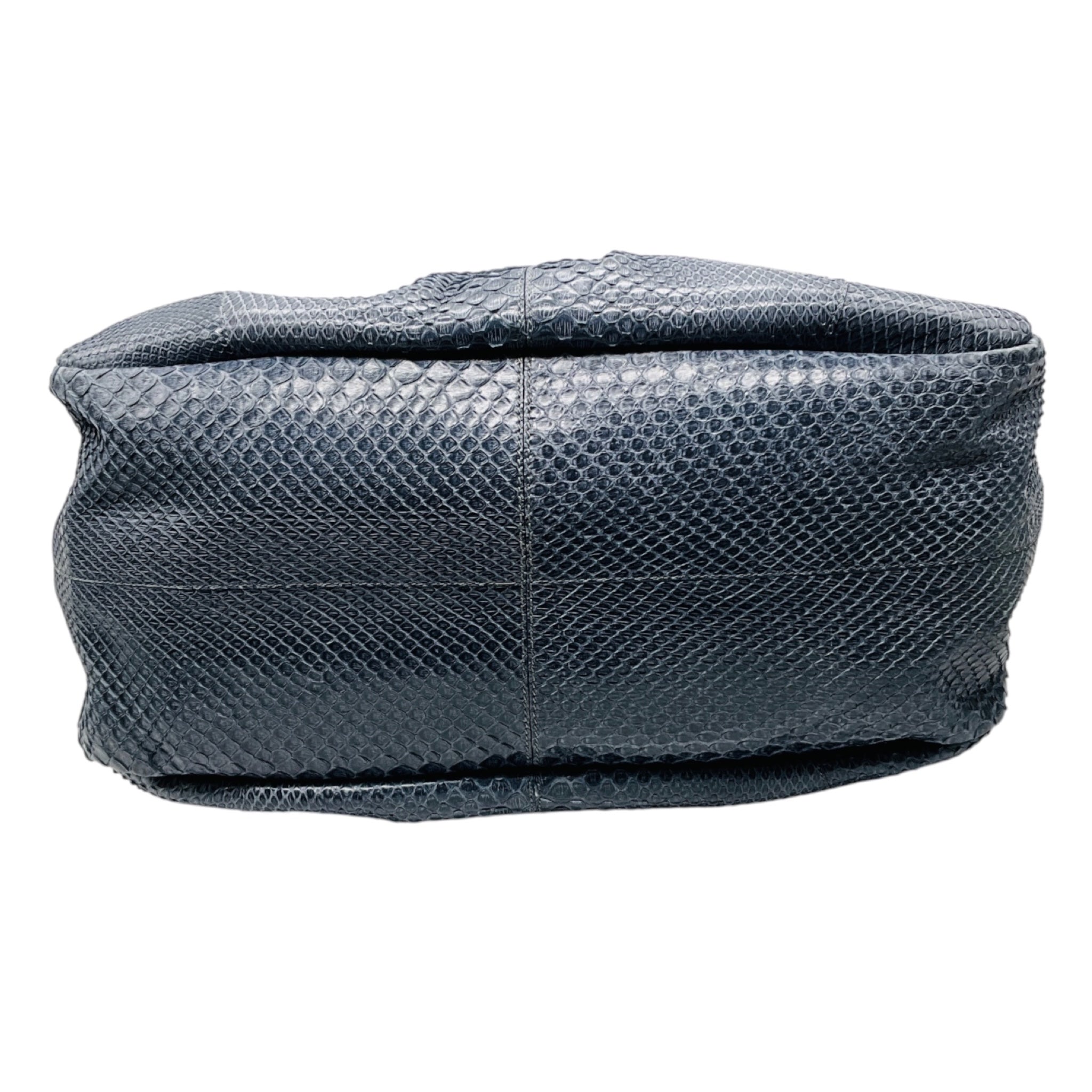 Tod's Slate Blue Python Skin Leather Handbag
