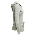 Load image into Gallery viewer, Brunello Cucinelli Heather Grey Hooded Cashmere Knit Zip Front Sweater with Drawstring Ties
