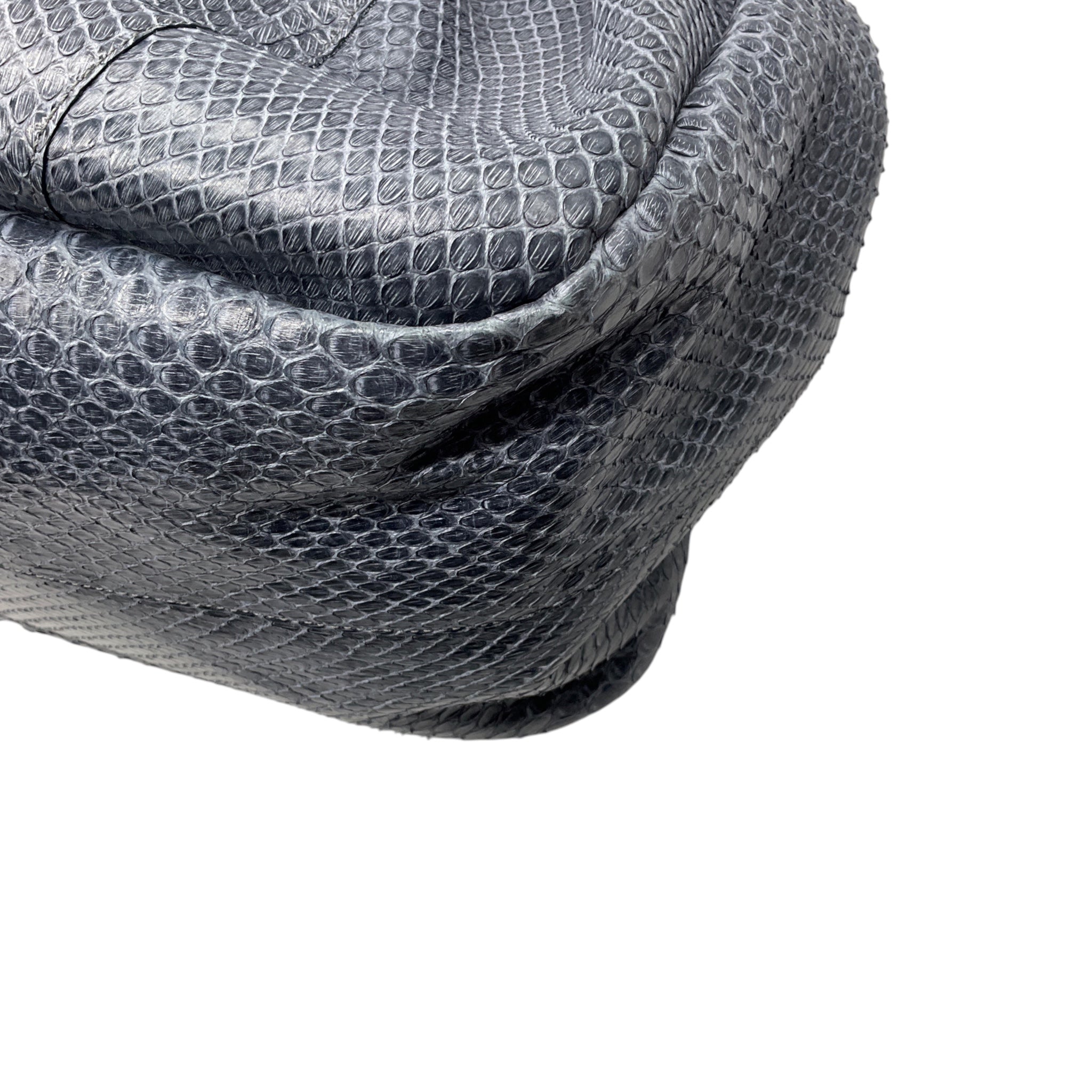 Tod's Slate Blue Python Skin Leather Handbag