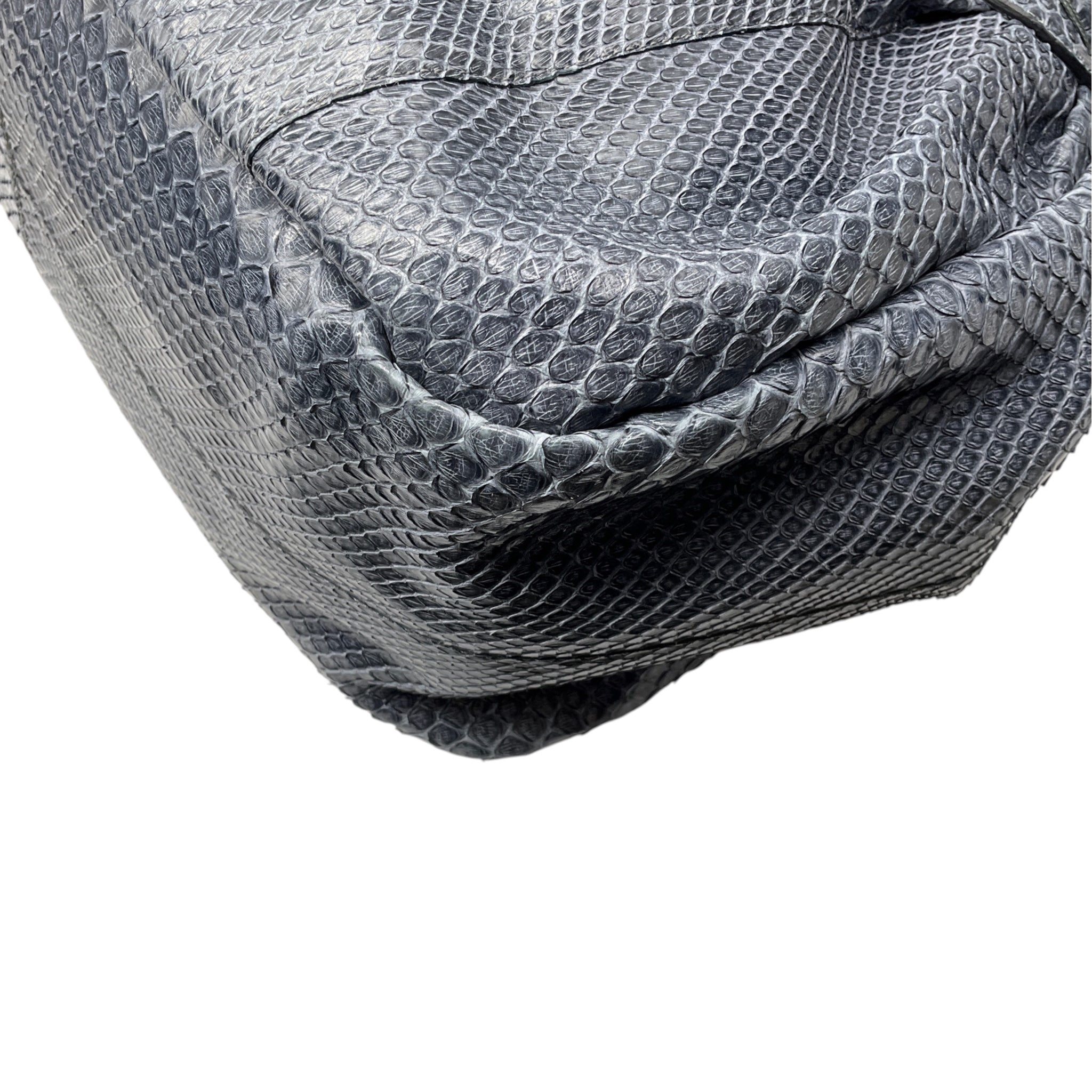 Tod's Slate Blue Python Skin Leather Handbag