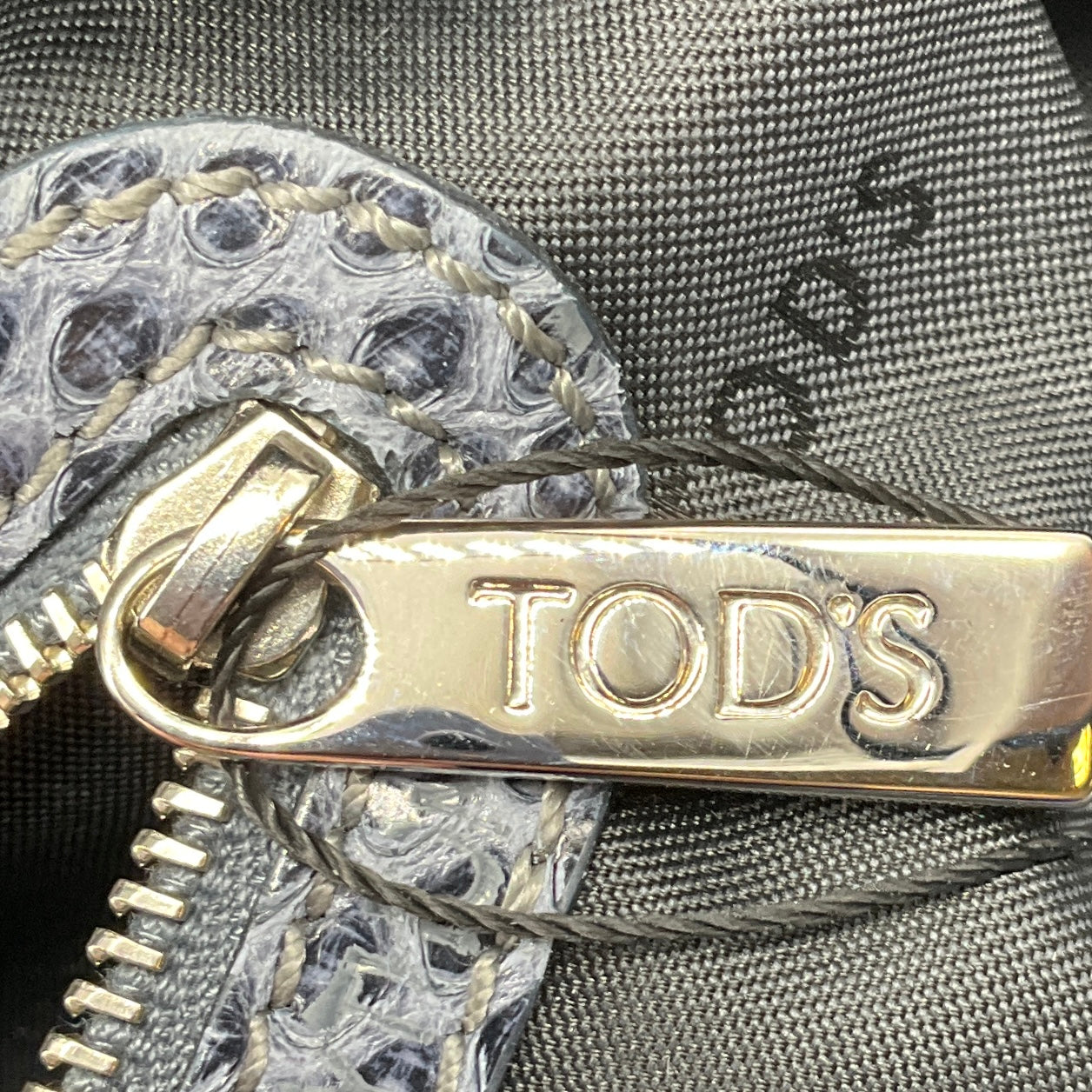Tod's Slate Blue Python Skin Leather Handbag