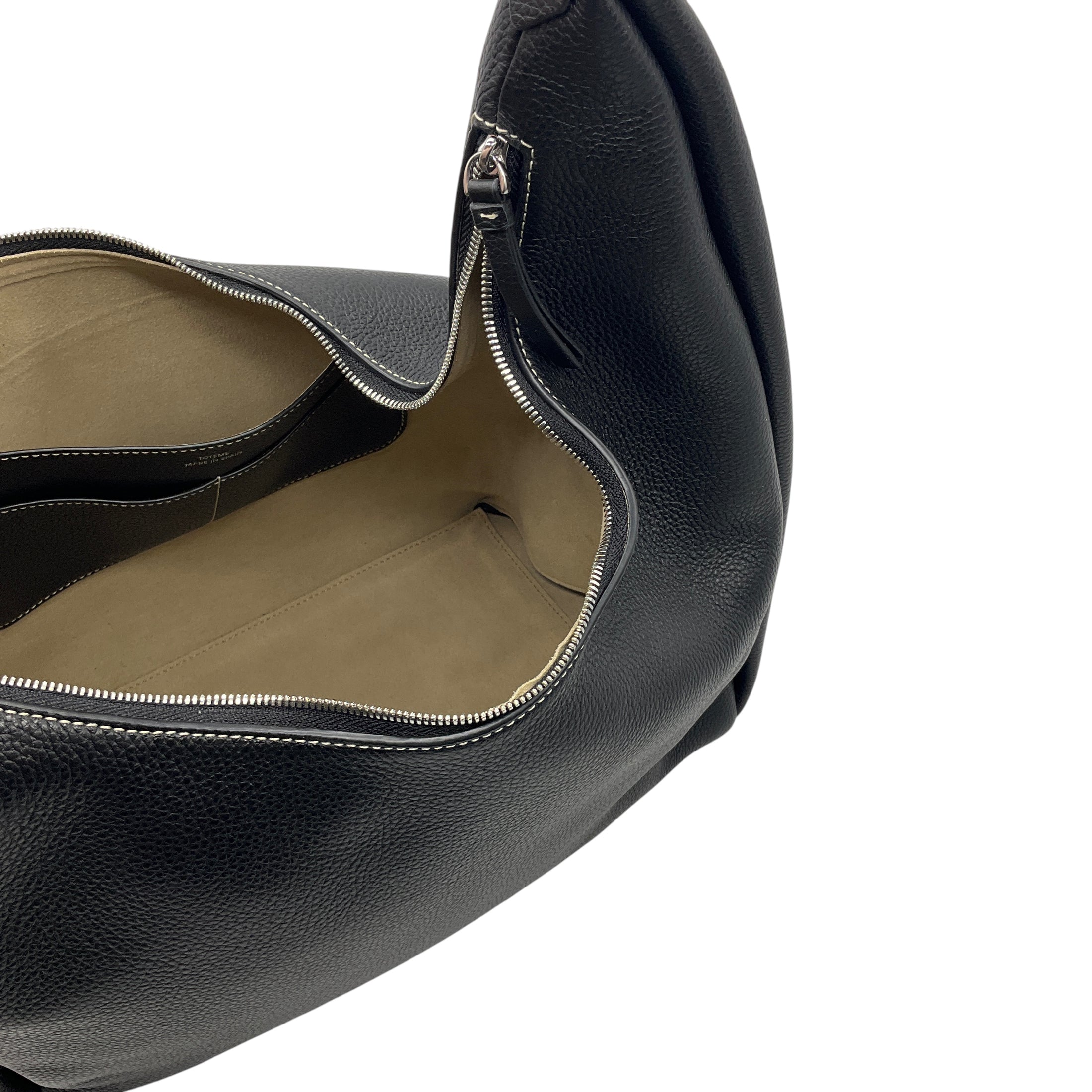 Toteme Black Grained Leather Belt Hobo Bag