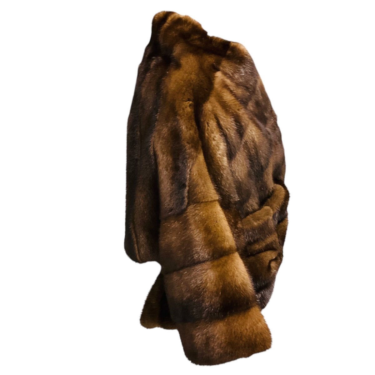 J. Mendel Brown Cropped Silk Lined Fur Wrap Coat