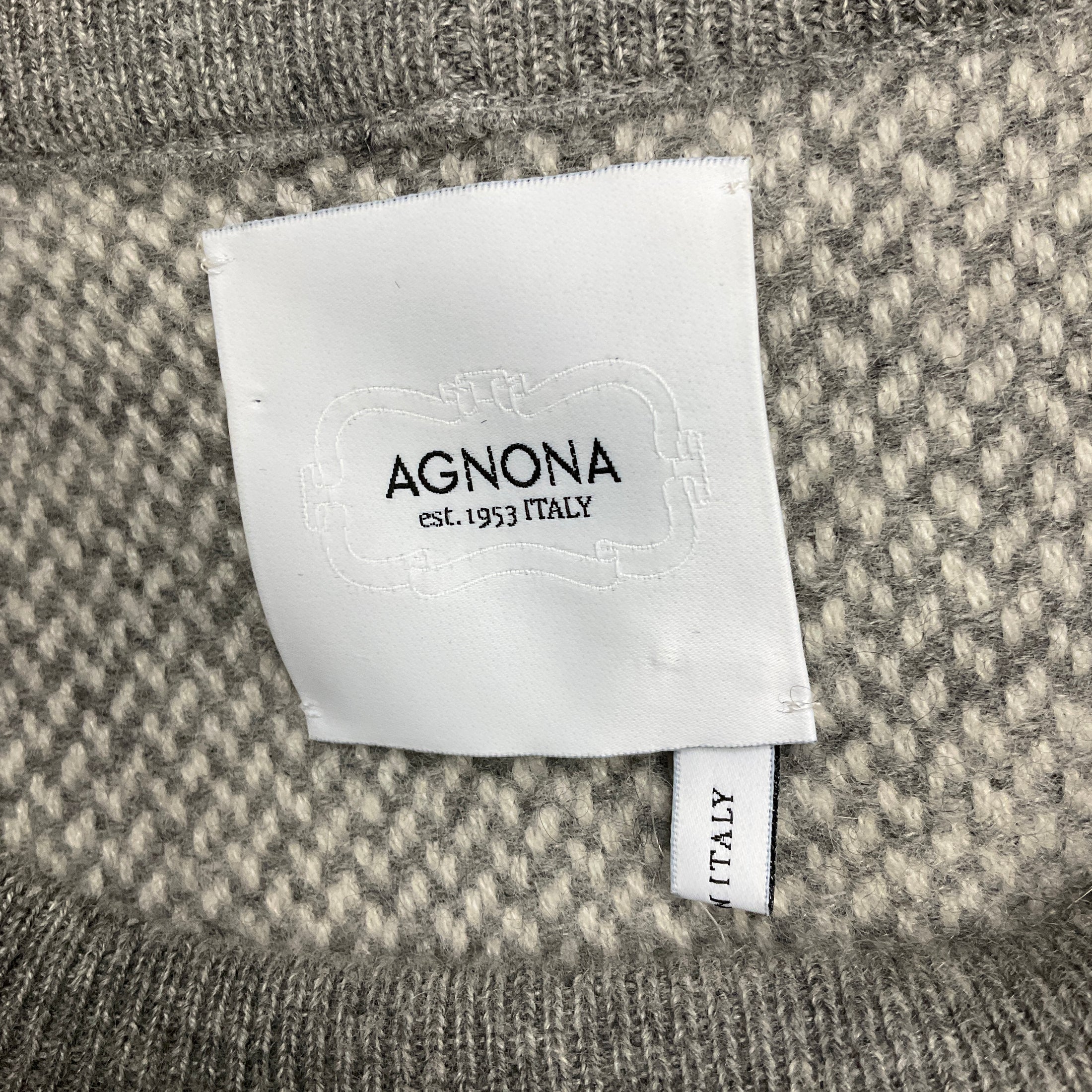 Agnona Grey / White Oversized Cashmere Knit Sweater