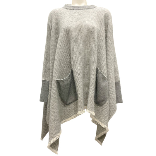 Agnona Grey / White Oversized Cashmere Knit Sweater