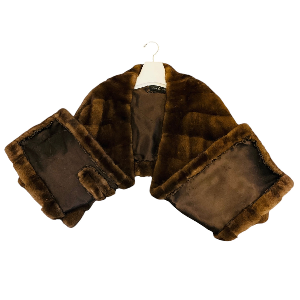 J. Mendel Brown Cropped Silk Lined Fur Wrap Coat