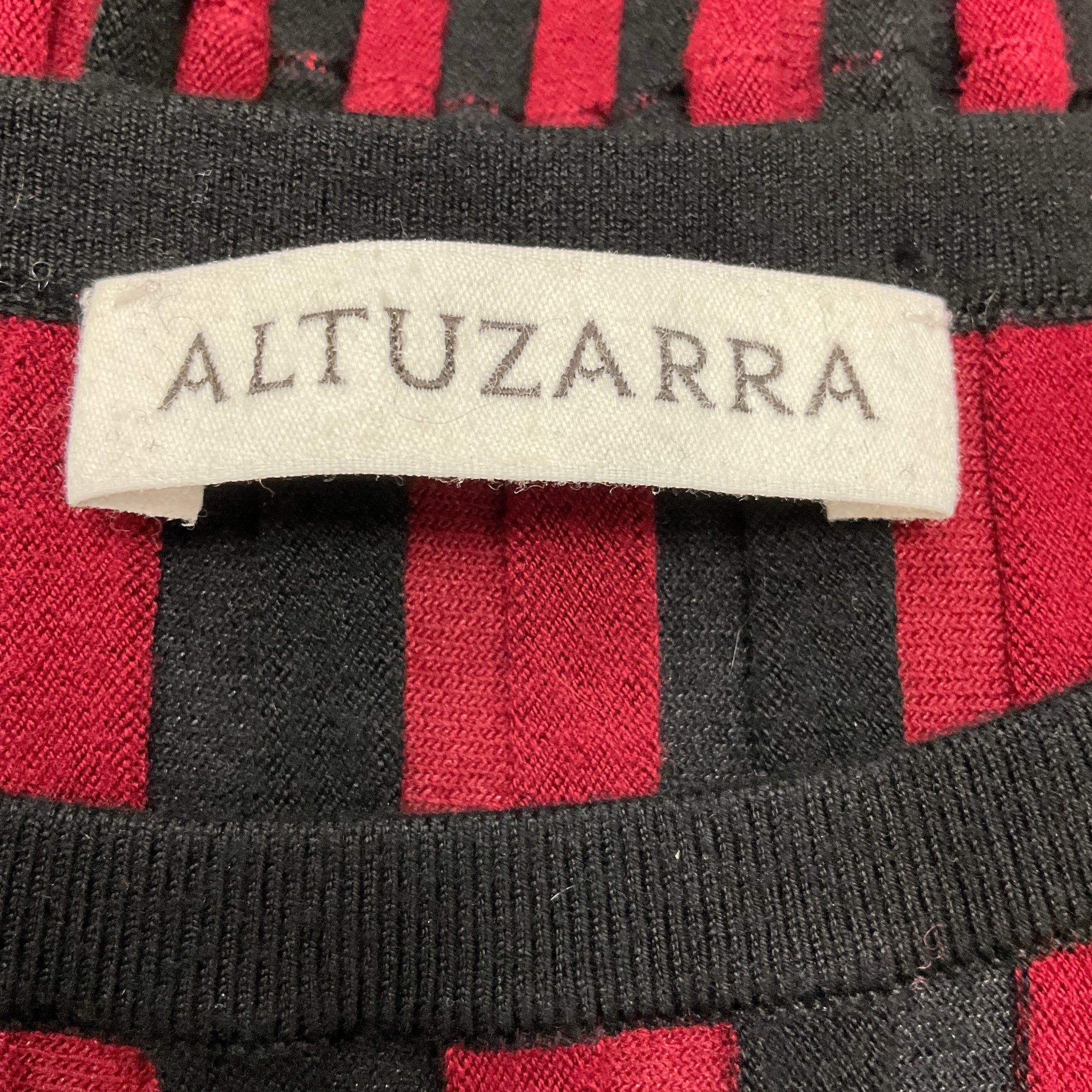 Altuzarra Black / Red Striped Stretch Knit Bandage Midi Dress