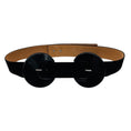 Load image into Gallery viewer, Giorgio Armani Black Velvet and Leather Belt with Round Lucite Buckles
